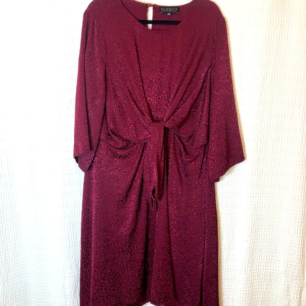 Eloquii faux wrap burgundy dress